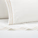 Chic Home Freya Organic Cotton Sheet Set Solid White With Dual Stripe Embroidery Zipper Stitching Details - Includes 1 Flat, 1 Fitted Sheet, and 2 Pillowcases - 4 Piece - Queen 90x102, Gold - Queen