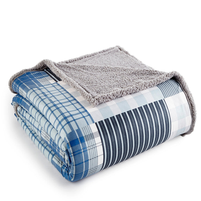 Shavel Micro Flannel High Quality Reversible Plaid Patterned Soft Sherpa Blanket - Full/Queen 90x90" - Smokey Mt. Plaid - Full/Queen,Smokey Mt. Plaid