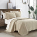 NY&C Home Babe 3 Piece Cotton Quilt Set Geometric Floral Pattern Bedding - Pillow Shams Included, Queen, Beige - Queen