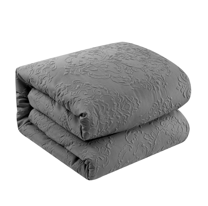 Chic Home Mayflower Comforter Set Embossed Medallion Scroll Pattern Design Bedding Grey, Twin - Twin