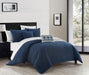 NY&C Home Davina 9 Piece Comforter Set Geometric Hexagonal Pattern Design Bed In A Bag Bedding - Sheets Pillowcases Decorative Pillows Shams Included, King, Navy Blue - King