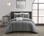 NY&C Home Desiree 5 Piece Cotton Comforter Set Contemporary Striped Clip Jacquard Bedding - Decorative Pillows Shams Included, Queen, Grey - Queen