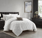 NY&C Home Leighton 9 Piece Comforter Set Diamond Stitched Design Crinkle Textured Pattern Bed In A Bag Bedding - Sheets Pillowcases Decorative Pillows Shams Included, Queen, White - Queen