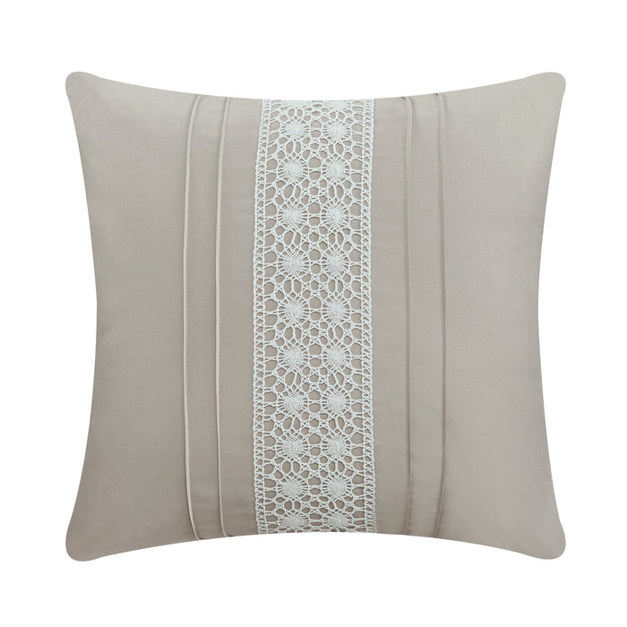 Chic Home Brice Comforter Set Pleated Embroidered Design Bed In A Bag - Sheet Set Decorative Pillows Shams Included - 9 Piece - King 104x92", Beige - King
