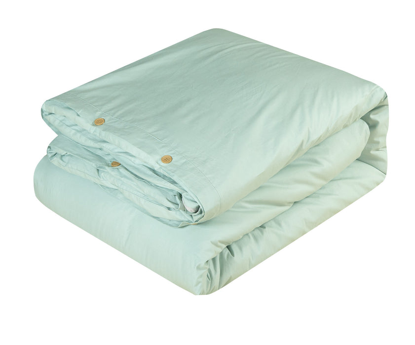 Chic Home Hartford 4 Pieces Duvet Cover Set Cotton Minimalist Twill Weave Design Button Closure Decorative Pillow Shams - Queen 90x90, Aqua - Aqua