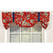 RLF Home Gianna Suspender Valance  Red. 3" Rod Pocket, contrast ribbon Tie. 50"W x 17"L - Red
