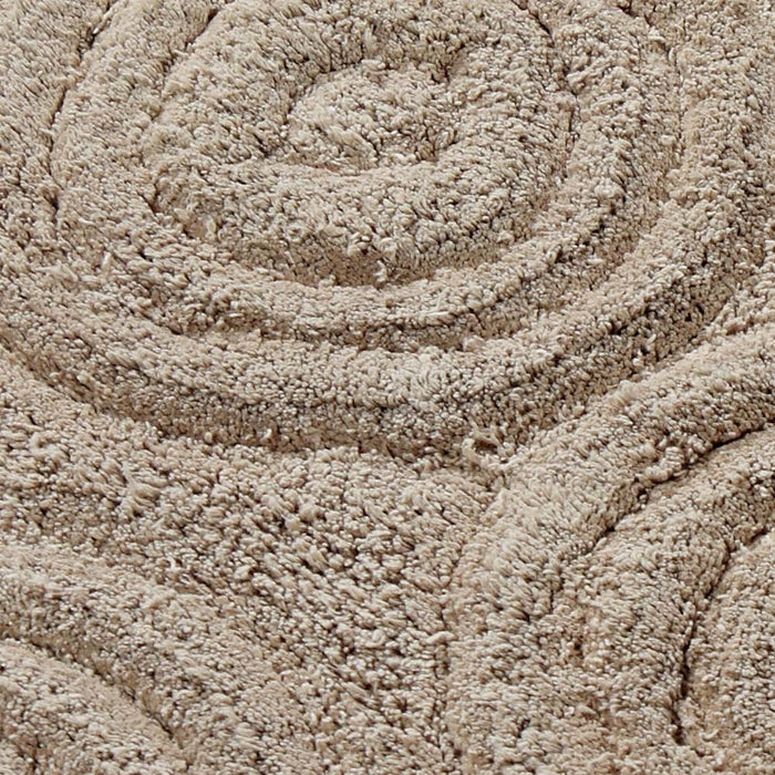 Knightsbridge Beautiful Circle Design Premium Quality Year Round Cotton With Non-Skid Back Bath Rug 20" X 30" Stone - 20" X 30"