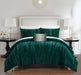 Chic Home Westmont 4 Piece Comforter Set Crinkle Crushed Velvet Bedding - Decorative Pillow Shams Included Queen Green - Queen