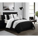 Chic Home Lainy Comforter Set Color Block Pleated Ribbed Embroidered Design Bedding Black, Queen - Queen