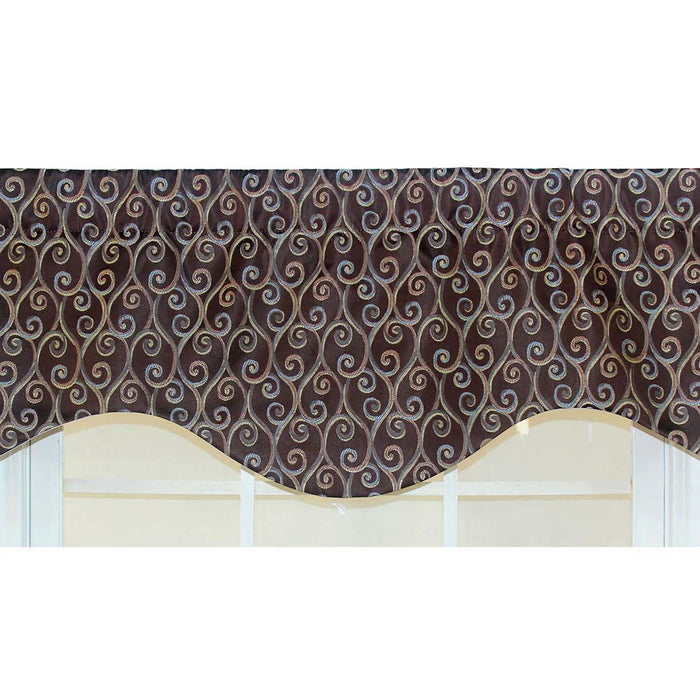RLF Home Twine Cornice  100% Cotton with Fully Lined 3" Rod Pocket Valnance for Windows 50" x 17" Cocoa