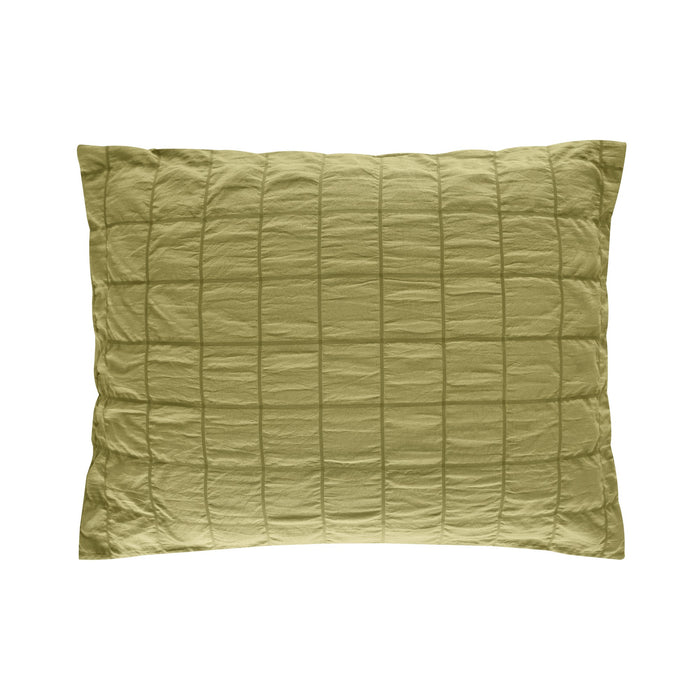 Chic Home Jessa Comforter Set Washed Garment Technique Geometric Square Tile Pattern Bed In A Bag Bedding - Sheets Pillowcases Pillow Shams Included - 7 Piece - Queen 90x92", Green - Queen
