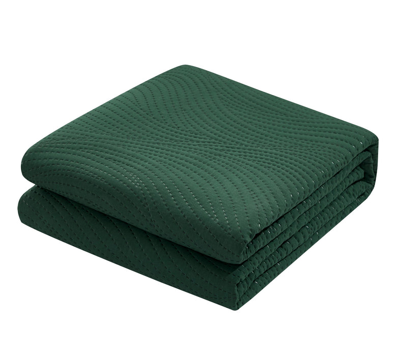 NY&C Home Teague 3 Piece Quilt Set Contemporary Organic Wave Pattern Bedding - Pillow Shams Included, Queen, Green - Queen