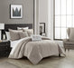 NY&C Home Artista 9 Piece Cotton Blend Comforter Set Jacquard Geometric Pattern Design Bed In A Bag Bedding - Sheets Pillowcases Decorative Pillows Shams Included, King, Taupe - King