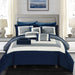 Chic Home Kavalier Color Block Geometric Pattern Design Hotel Collection Sheets 10 Pieces Comforter Decorative Pillows & Shams - King 104x90, Navy - King