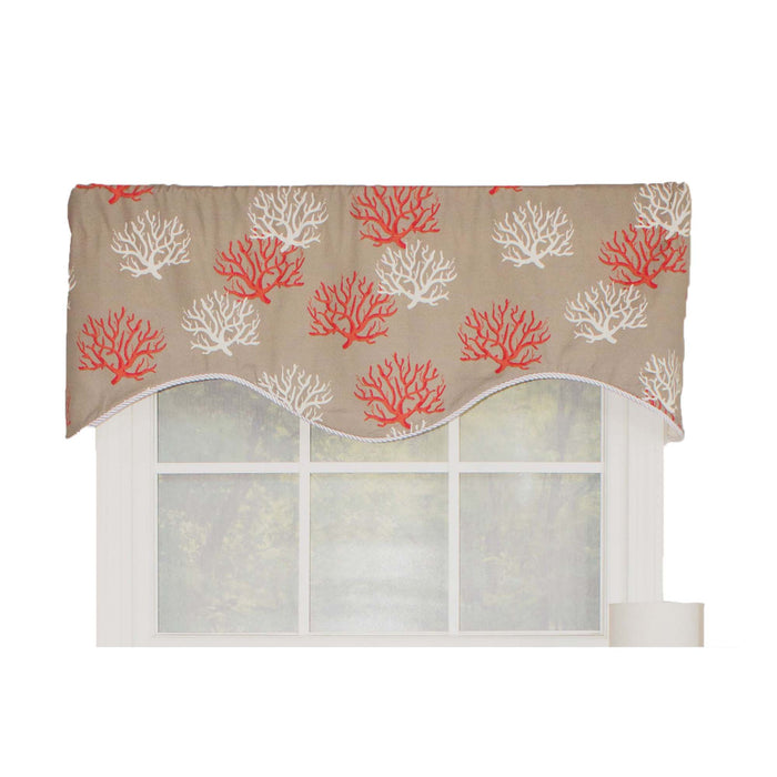 Sea Coral Cornice All Season 3" Rod Pocket Valance 50" x 17" Red by RLF Home