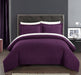 Chic Home Jazmine 7 Piece Comforter Set Embossed Embroidered Quilted Geometric Vine Pattern - Sheets Pillowcases Shams Included Queen Plum - Queen