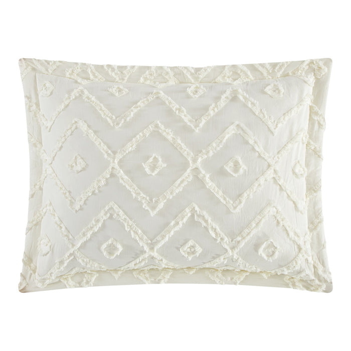 NY&C Home Cody 3 Piece Cotton Quilt Set Clip Jacquard Geometric Pattern Bedding - Pillow Shams Included, Queen, Beige - Queen