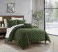 Chic Home Bradley Comforter Set Diamond Pinch Pleat Pattern Design Bedding - Decorative Pillow Shams Included - 4 Piece - Queen 90x92", Green - Queen