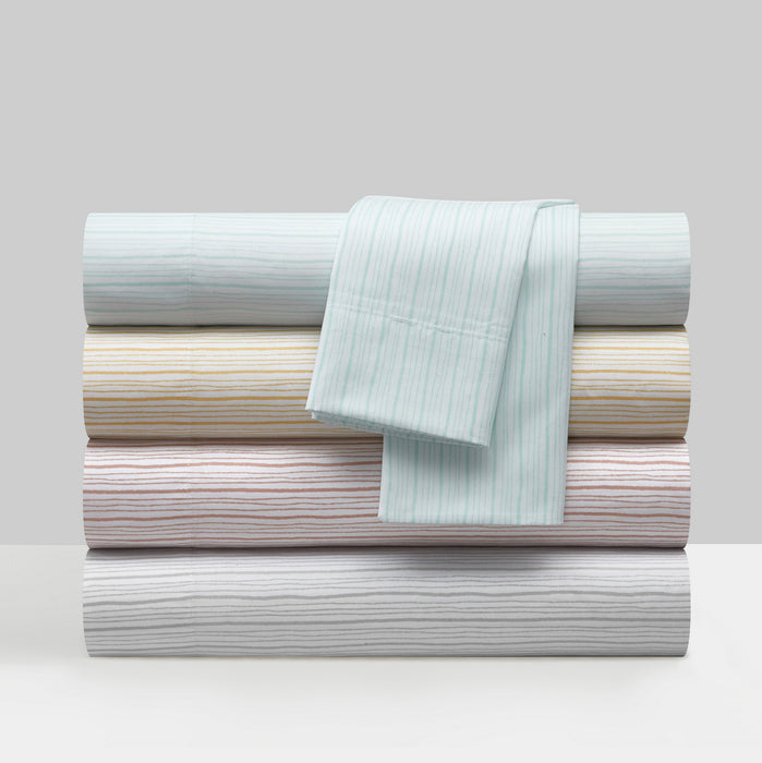 NY&C Home Samara 3 Piece Sheet Set Super Soft Unique Striped Pattern Print Design – Includes 1 Flat, 1 Fitted Sheet, and 1 Pillowcase, Twin XL, Grey - Gray