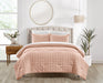 Chic Home Jessa Comforter Set Washed Garment Technique Geometric Square Tile Pattern Bed In A Bag Bedding - Sheets Pillowcase Pillow Sham Included - 5 Piece - Twin 68x90", Blush - Twin