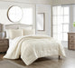 Chic Home Jessa Comforter Set Washed Garment Technique Geometric Square Tile Pattern Bedding - Pillow Shams Included - 3 Piece - King 104x92", Beige - King