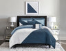 NY&C Home Kinsley 9 Piece Comforter Set Color Block Design Distressed Stripe Print Bed In A Bag Bedding - Sheets Pillowcases Decorative Pillows Shams Included, Queen, Navy - Queen