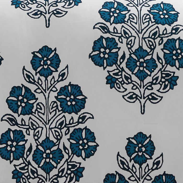 Chic Home Yazmin 7 Piece Duvet Cover Set Large Scale Floral Medallion Print Design Bed In A Bag Bedding Queen Blue - Queen