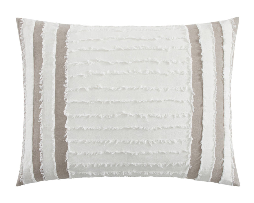 Chic Home Sofia Cotton Comforter Set Clip Jacquard Striped Pattern Design Bedding - Decorative Pillow Shams Included - 4 Piece - Queen 92x96", Beige - Queen