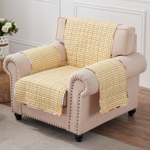 Greenland Home Somerset Quilted Reversible Furniture Cover, Arm Chair, 81 W x 81 L, Gold - Arm Chair - 81" x 81"