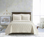 NY&C Home Marling 3 Piece Quilt Set Contemporary Geometric Diamond Pattern Bedding - Pillow Shams Included,King , Beige - King