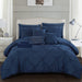 Chic Home Mycroft Pinch Pleated Ruffled Bed In A Bag Soft Microfiber Sheets 10 Pieces Comforter Decorative Pillows & Shams - King 104x90, Navy - King