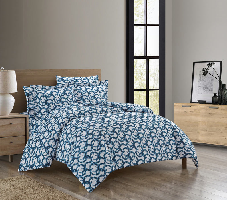 Chic Home Chrisley Duvet Cover Set Contemporary Watercolor Overlapping Rings Pattern Print Design Bed In A Bag Bedding - Sheets Pillowcases Pillow Shams Included - 7 Piece - Queen 90x90", Navy - Queen