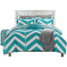 Chic Home Aloretta Laredo Geometric Chevron 8 Pieces Comforter Bed In A Bag - Full 78x86, Aqua - Full