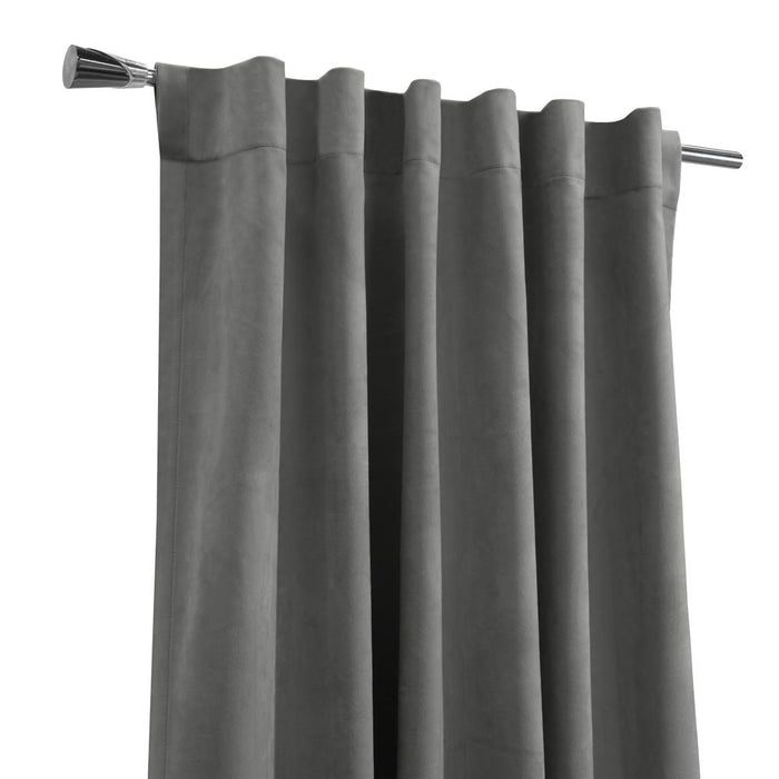 Thermalogic Seren Classic Velvet Room Darkening Dual Header Energy Efficient Curtain Panel 50" x 63" Charcoal - 50X63