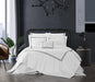 Chic Home Crete Cotton Comforter Set Solid White With Dual Stripe Embroidered Border Zig-Zag Details Hotel Collection Bedding - Includes Decorative Pillow Shams - 4 Piece - King 106x96, Black - King