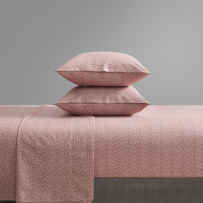 Chic Home Raven Sheet Set Solid Color With White Spots Animal Pattern Print Design - Includes 1 Flat, 1 Fitted Sheet, and 1 Pillowcase - 3 Piece - Twin 66x102", Blush - Blush