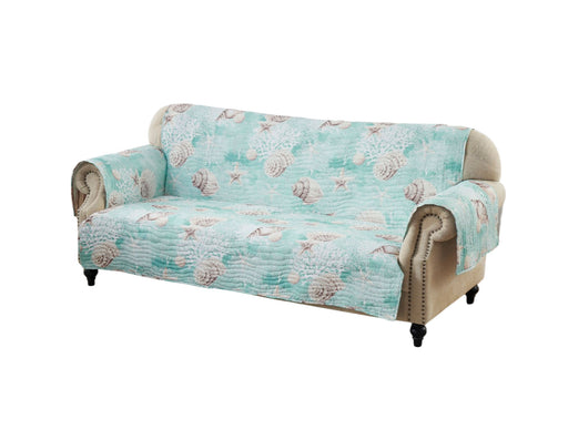 Greenland Home Fashions Barefoot Bungalow Ocean Furniture Protector - Sofa 127x77", Turquoise - 127x77,Ocean Turquoise