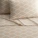 NY&C Home Kate 4 Piece Sheet Set Super Soft Two-Tone Geometric Leaf Pattern Print Design – Includes 1 Flat, 1 Fitted Sheet, and 2 Pillowcases, Queen, Taupe - Queen