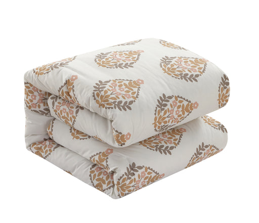 Chic Home Amelia 3 Piece Duvet Cover Set Floral Medallion Print Design Bedding with Zipper Closure Taupe