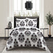 Chic Home Yazmin 7 Piece Duvet Cover Set Large Scale Floral Medallion Print Design Bed In A Bag Bedding King Grey - King