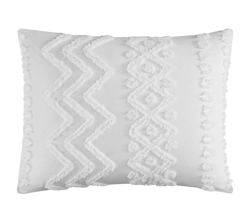 Chic Home Addison Comforter Set Jacquard Chevron Geometric Pattern Design Bedding White, King - King