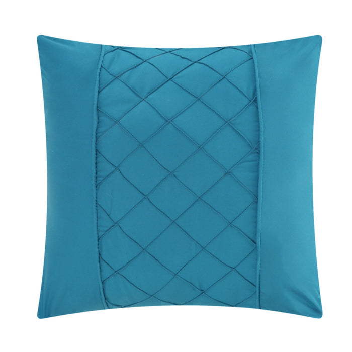 Chic Home Mycroft Pinch Pleated Ruffled Bed In A Bag Soft Microfiber Sheets 10 Pieces Comforter Decorative Pillows & Shams - Queen 90x90, Turquoise - Queen