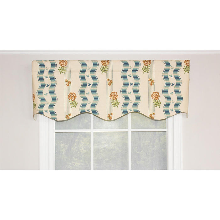 RLF Home Dauphine Provance 100% Cotton with Fully Lined 3" Rod Pocket Valnance for Windows 50" x 15" Teal