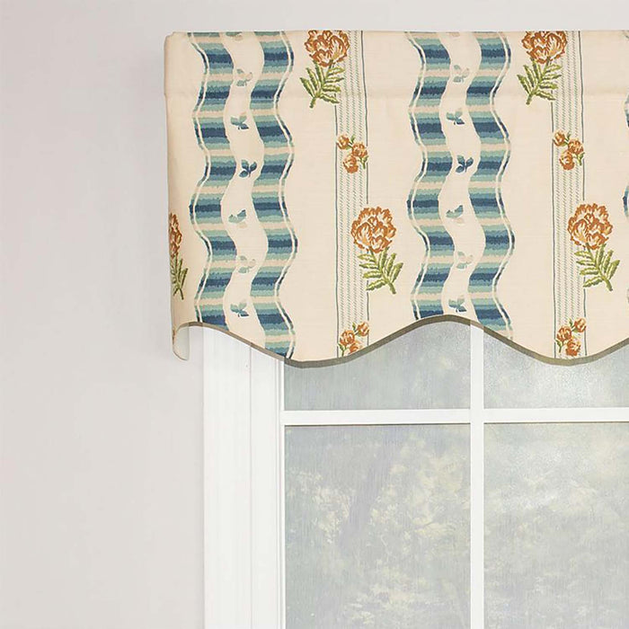 RLF Home Dauphine Provance 100% Cotton with Fully Lined 3" Rod Pocket Valnance for Windows 50" x 15" Teal