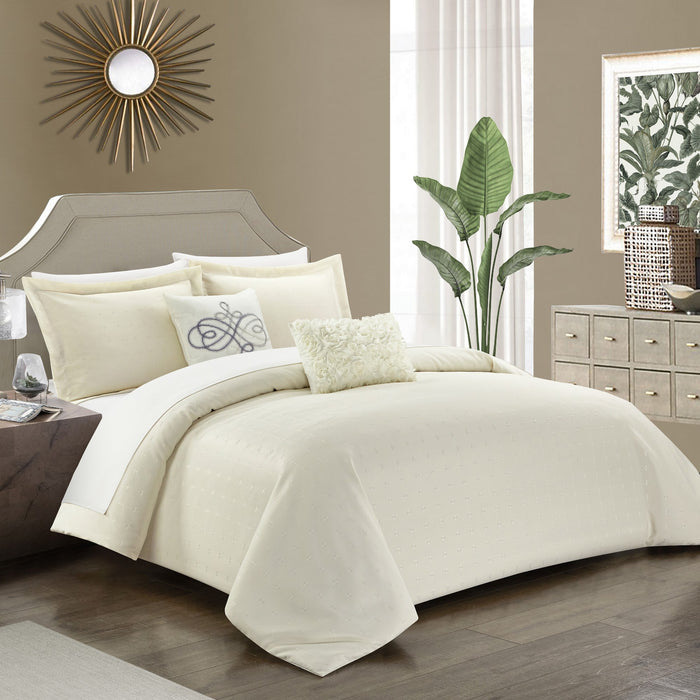 Chic Home Emery 5 Piece Comforter Set Casual Country Chic Pleated Bedding - Decorative Pillows Shams Included - Queen 90x92", Beige - Queen
