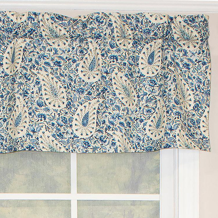 RLF Home Paisley Verveine Tailored 100% Cotton with Fully Lined 3" Rod Pocket Valnance for Windows 50" x 14" Bluejay