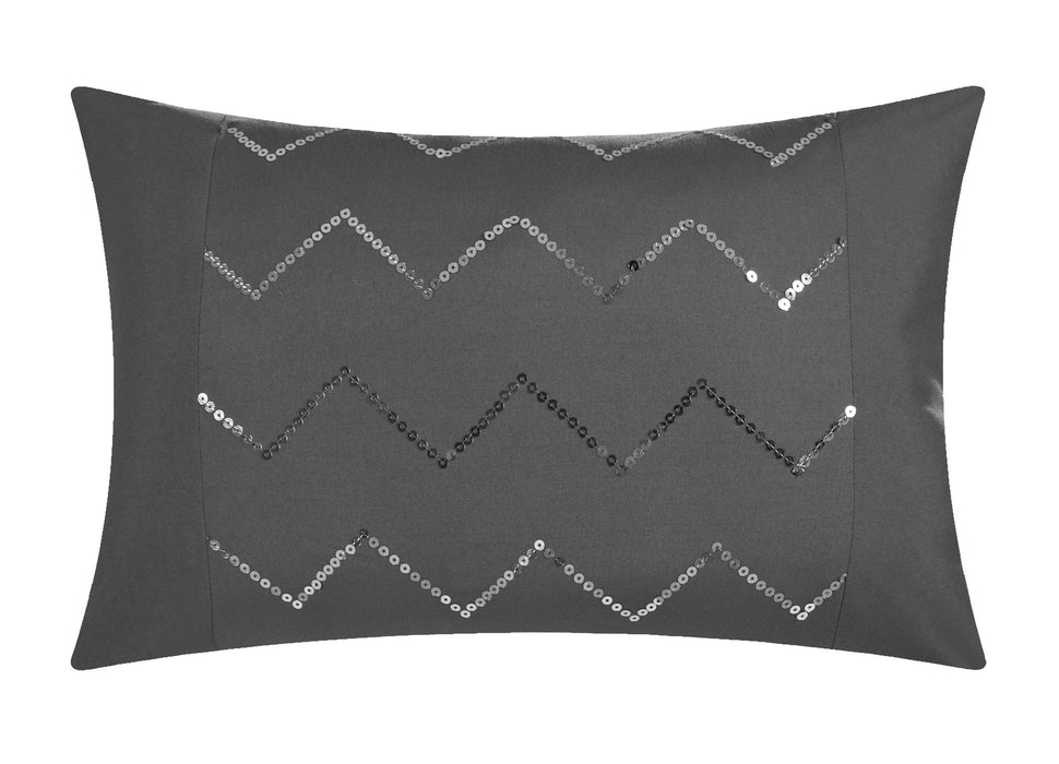 Chic Home Watson Chevron Ruffled Pinch Pleated Bedding Set 20 Pieces Comforter Sheets Window Treatments Pillows & Shams - Queen 90x92, Grey - Queen
