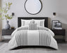 Chic Home Sofia Cotton Comforter Set Clip Jacquard Striped Pattern Design Bedding - Decorative Pillow Shams Included - 4 Piece - Queen 92x96", Grey - Queen