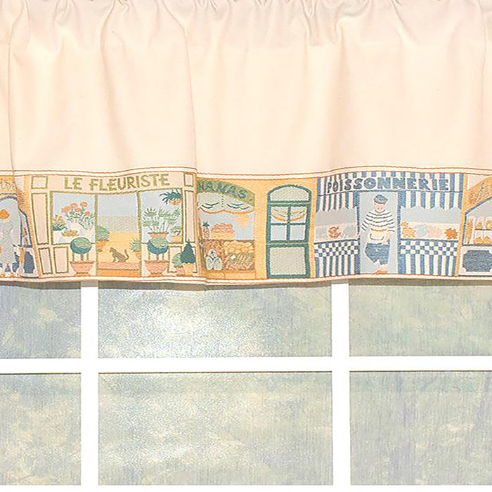 RLF Home Jour De Shopping Banded 100% Cotton with Fully Lined 3" Rod Pocket Valnance for Windows 50" x 15" Ivory