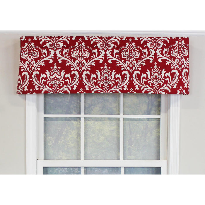 RLF Home Royal Damask Tailored 100% Cotton with Fully Lined 3" Rod Pocket Valnance for Windows 50" x 14" Red